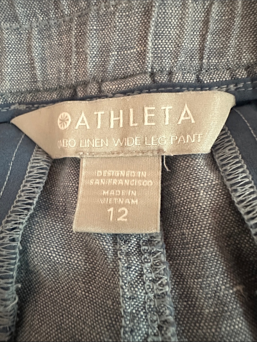 Athleta Cabo Linen Wide Leg 12 chambray pockets drawstring pants - Picture 14 of 16